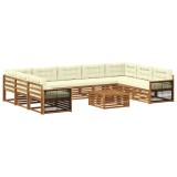 vidaXL Set de canapele de exterior cu pernă 10 pcs Natural și Crem 3383863