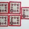 Lot 5 servete mici cusatura manuata traditionala pe etamina, 15x15cm