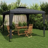 Foișor vidaXL Antracit 3.98x2.98m Oțel Acoperiș Dublu Pavilion Gradina
