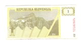 Bancnota Slovenia 1 tolar 1990, circulata, stare relativ buna