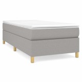 Cumpara ieftin Cadru de pat cu arcuri, gri deschis, 90x200 cm, textil