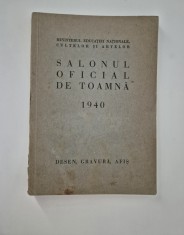 Carte veche Salonul Oficial de toamna 1940 Desen Gravura Afis