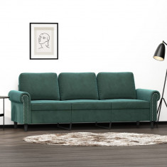 Canapea cu 3 locuri, verde inchis, 180 cm, catifea foto