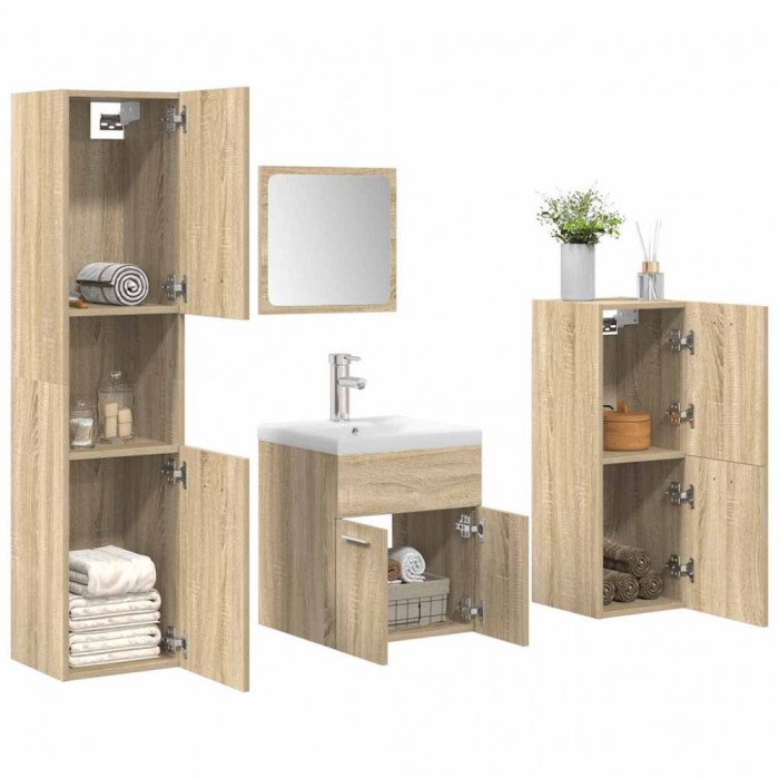 vidaXL Set mobilier de baie, 5 piese, stejar sonoma, lemn prelucrat 3325020