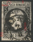 Cumpara ieftin 1867 - Carol I Favoriti - 20 parale - hartie subtire - tip T4 / + Eroare, Stampilat