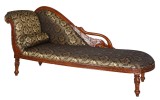 Sofa din lemn mahon cu capete de lebada si tapiterie din matase MAR268