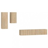 Cumpara ieftin Set dulap TV, 4 piese, stejar sonoma, lemn prelucrat