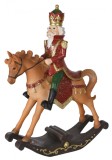 Figurina Spărgător de Nuci, Cal Balansoar, 29cm, Decoratiune Craciun, Ornament Pictat Manual