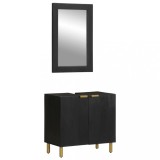 VidaXL Set mobilier de baie, 2 piese, negru, lemn compozit
