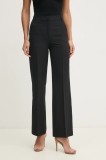 Sisley pantaloni femei, culoarea negru, drept, high waist, 4KVXLF02I