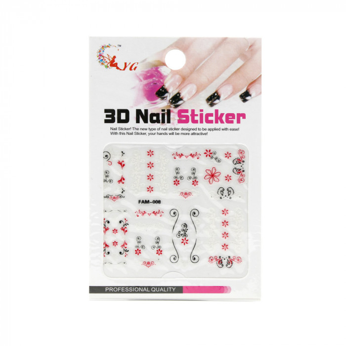 Abtibild decor unghii 3D, Nail Sticker FAM-008
