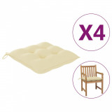 Perne de scaun, 4 buc., alb crem, 50x50x7 cm, material textil, vidaXL