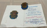 Brevet si medalie 1 / insigna / 50 de ani de la Eliberarea Ucrainei / Ukraina / al doilea razboi mondial / IIWW