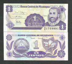 NICARAGUA 1 CENTAVOS 1991 UNC [1] P-167a.1 , necirculata foto