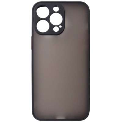 Husa spate policarbonat gri semitransparent + TPU negru, butoane rosii, pentru Apple iPhone 14 Pro Max foto