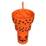 Pahar pentru băuturi cu compartimente pentru gustări, Halloween, Portocaliu, &Oslash;14.5x22.5cm, CMCLASS