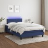 VidaXL Pat cu arcuri, saltea și LED, albastru, 120x200 cm, textil