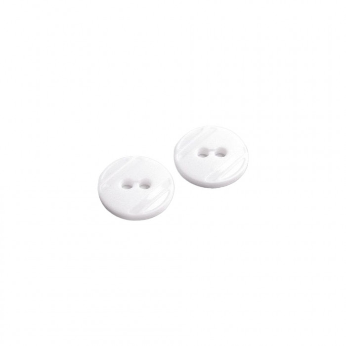 Set 25 nasturi plastic cu 2 gauri, Crisalida, diametru 15.2 mm, marimea 24&quot;, Albi