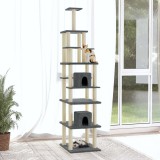 VidaXL Ansamblu pisici cu st&acirc;lpi din funie sisal, gri &icirc;nchis, 216 cm