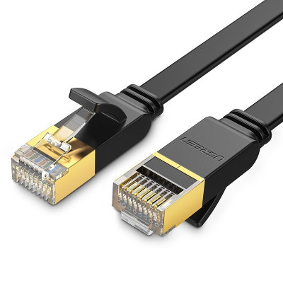 Cablu Plat Ugreen Cablu De Rețea Internet Cablu De Corecție Ethernet RJ45 Cat 7 STP LAN 10 Gbps 5m Negru (NW106 11263) foto