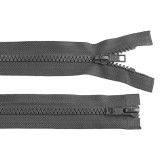 Fermoar plastic detasabil Crisalida, 2 cursoare, lungime 80 cm, Gri