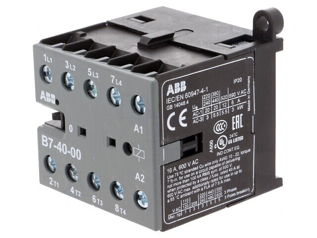 Contactor 4P NO 7A 220-240VAC Cu Șurub