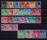 ✅ ( S37 )Germania 1948 -Emisiunile Aliatilor -Zona americana-britanica &quot;Cladiri&quot; ,serie Mi. 73-96 I si 97-100 II , cota 31,90 &euro; , stampilate