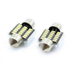 Set 2 becuri LED pentru plafoniera/numar inmatriculare Carguard, 2 W, 12 V, 170 lm, 6000 K, tip SMD, 31 mm, Alb