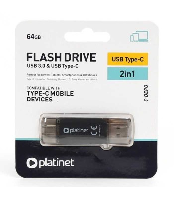 Flash Drive USB 3.0 + TYPE C 64GB C-DEPO PLATINET PMFC64S foto