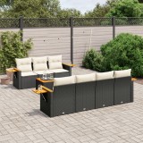Gossi set mobilier de gradina cu perne, 8 piese, negru, poliratan