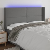 Gossi tablie de pat cu led, gri inchis, 183x16x118/128 cm, textil