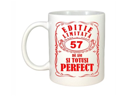 Cana alba personalizata, Editie Limitata 57 ani, INOVATIX&amp;reg;. 330ml foto