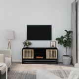 VidaXL Comodă TV, negru, 105x30x45 cm, lemn prelucrat &amp; fier