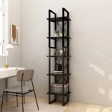 Gossi biblioteca cu 5 rafturi, negru, 40x30x175 cm, lemn de pin