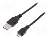 Cablu USB A mufa, USB B micro mufa, USB 2.0, lungime 1m, negru, ASSMANN - AK-300127-010-S