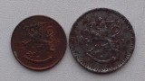 Lot 2 monede Finlanda - 5 Pennia 1920 și 1 Markka 1950, Europa