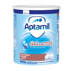 Lapte praf Aptamil Fara Lactoza, 400 g, de la nastere, Nutricia