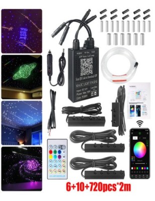 Kit Plafon Instelat + stele cazatoare 16W RGBW 720 fire la 2m combinate foto