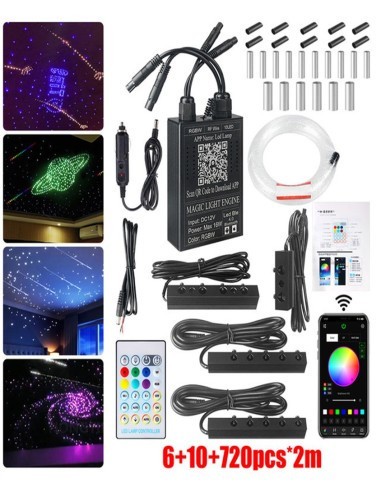Kit Plafon Instelat + stele cazatoare 16W RGBW 720 fire la 2m combinate