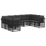 vidaXL Set de canapele de exterior 9 pcs Negru și Gri &icirc;nchis Poliester 3437549