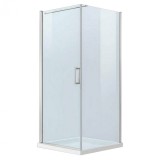 Cabină duș pătrată Leziter 80x80x195 cm, ușă batantă pivot, sticlă securizată 6mm, profil aluminiu, fără cadită
