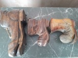Lot 3 buc. bocanc gheata lemn ceramica scrumiera decor vechi veche vintage