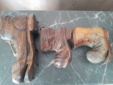 Lot 3 buc. bocanc gheata lemn ceramica scrumiera decor vechi veche vintage