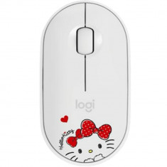 Mouse Wireless Bluetooth M350, 1.000 DPI, 3 Butoane, Receptor USB, Mod Repaus, Pebble Hello Kitty Alb foto