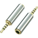 Adaptor Jack 4 pini 2.5 mm tata la 4 pini 3.5 mm mama metal, Generic