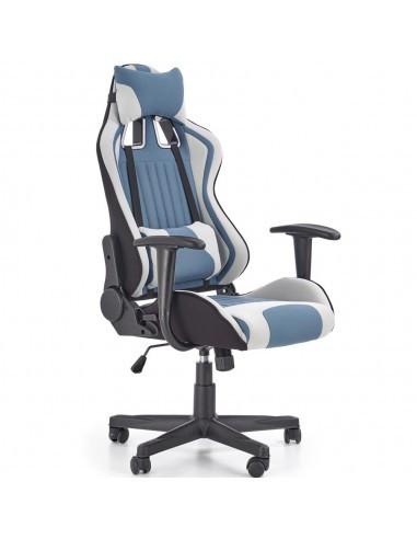 Scaun directorial gaming HM Cayman, mecanism de balans, suport lombar, perne reglabile, cadru polipropilena, 120 kg, gri/turcoaz