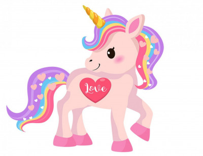 Sticker decorativ Unicorn, Roz, 70 cm, 1234ST foto