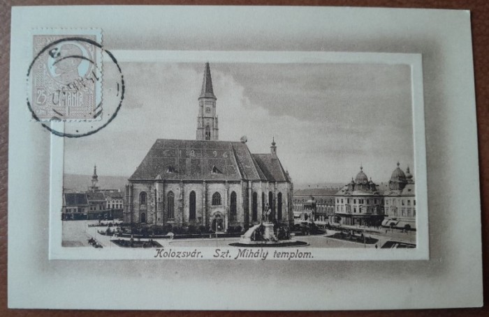 Carte postala, Cluj, Biserica Muhaly, 1922