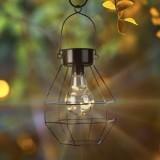 Felinar Solar Geometric cu Bec LED &ndash; Design de Lanternă Metalică, CMCLASS