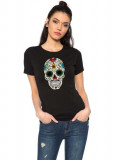 Cumpara ieftin Tricou dama negru - Sugar Skull Colorful - XL, THEICONIC